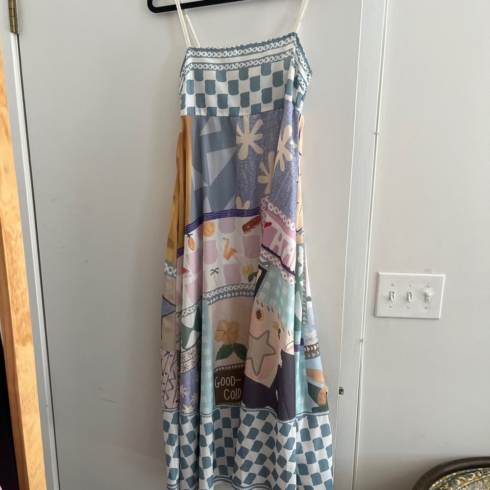 Girls' Pastel Patchwork Maxi Dress with Straps